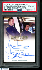 ‘19 Star Trek Discovery Sonequa Martin-Green Jason Isaacs Dual Auto PSA 10 POP1